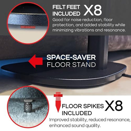 ERA 100 Floor Stand, Twin (2pcs), Black, Double, Pair | Compatible with Sonos ERA100 & ERA 100 SL, Sonos ONE & Play:1 Speakers, Accessories Included. UK Design, Height 36in / 920mm - color: Black