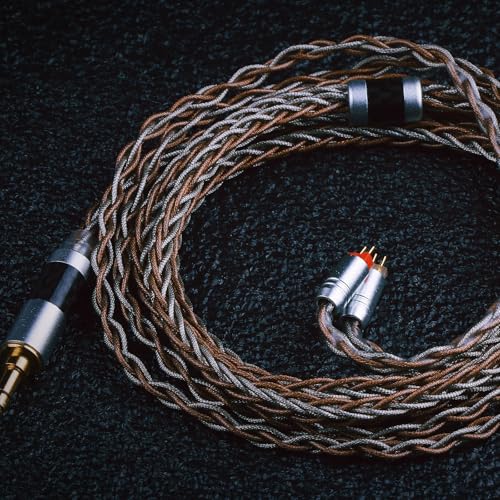 Linsoul TRIPOWIN C8 8-Core Silver Copper Foil Braided Earphone Upgrade Cable, in Ear Monitor Cable, Tinsel Silver Copper Wire, with 3.5mm Audio Jack for Musicial Audiophile(Without Mic, 2pin 0.78mm) - style: Without Mic 2pin