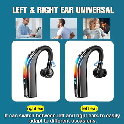 Single Ear Wireless Bluetooth Phone Earpiece Hands free Bluetooth Headset with Microphone Waterproof Earphones One Ear Noise Cancelling Ear Piece Handsfree Wireless Headset with Mic for Work Driving