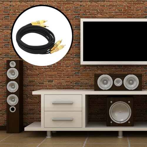 MECCANIXITY 2RCA Male to 2RCA Male Audio Stereo Cable, 6.6 ft RCA Subwoofer Cable with Gold Plated Plugs for Home Theater, HDTV, Amplifiers, Speakers, Black Cable Gold Shell - color: Black/Gold, size: 6.6 ft