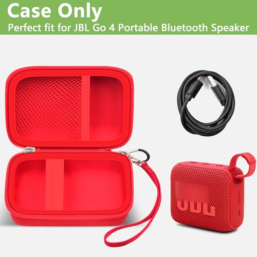 Speaker Case for JBL Go 5/4/3, Case Only | Hard Case, Mesh Pocket for Charging Cable, Compact Travel Carry, Speaker Not Included, Red - color: Red
