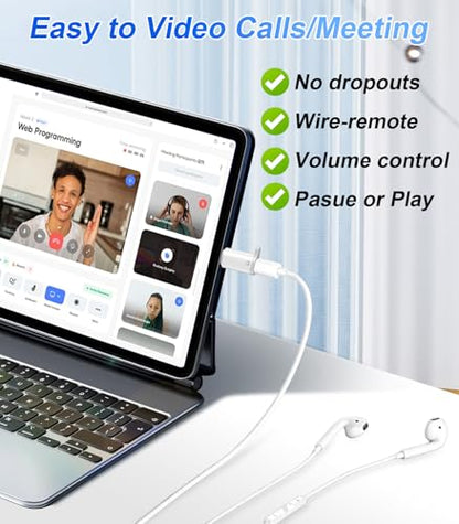Lightning to USB C Audio Adapter for Heaphones Support Line Control, 2 Packs USBC Male to Lightning Female Earbuds Adapter, Not for Charging/Data Transfer, USB-C for Apple iPhone 17 16 15/iPad