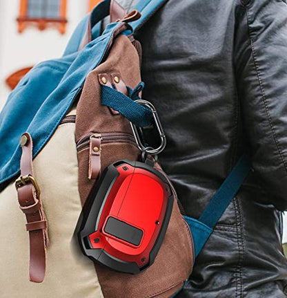 Compatible with Beats Studio Buds/Buds+ Case Cover 2021/2023, [Secure Lock] Cool Beats Studio Buds Plus Protective Shell Men Women with Keychain for New Beats Studio Ear Buds Case - Red[CASE ONLY] - color: Black/Red