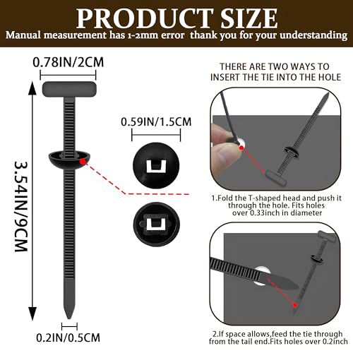 200PCS Cable Tie Buckle,Nylon Universal Automotive Zipper Clips,Heavy Duty Plastic Rivet T Self-Locking Zip Ties,Zippered Trim Clip Auto Parts,Button Ziptie Bumper Retainer Fender Liner Fastener - style: Zip