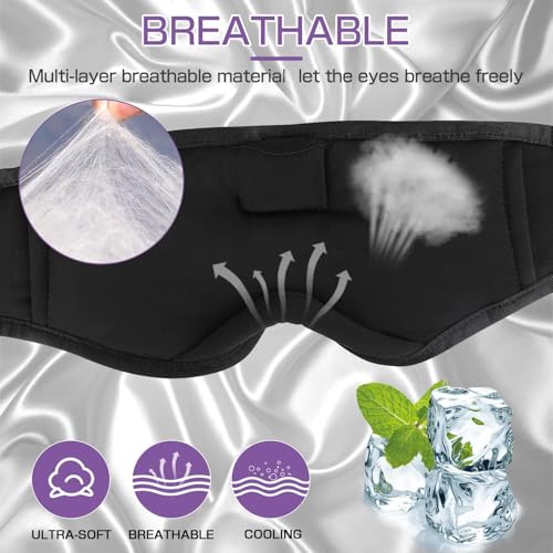 LC-dolida Bluetooth Sleep Mask,Wireless Bluetooth Sleep Mask,Sleep Headphones,Ideal for Travel,Night Work,Napping,Side Sleeping and Office Use for Both Men and Women，Earplugs Included (Rose Purple) - color: Rose Purple