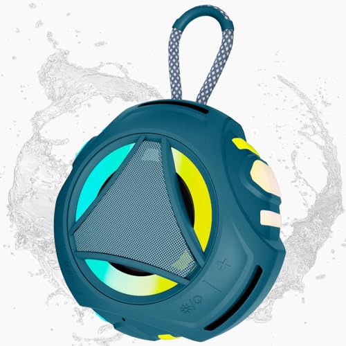 Bluetooth Shower Speake Waterproof，Portable Outdoor Bluetooth Speake with RGB Lights，IPX67 Floating，Built-in Mic，24Hrs Playtime，True Wireless Stereo，Gifts for Teens Boy Girls Women Men - Blue - color: Blue