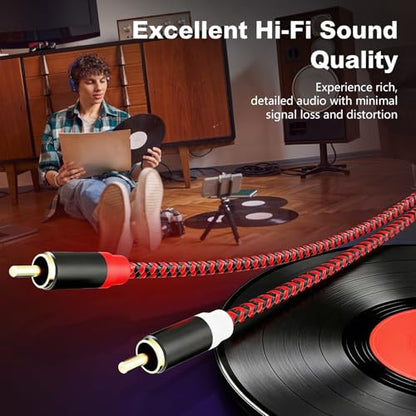 RCA Cable 6Ft,2Rca Male to 2-Rca Male Audio Stereo Subwoofer Cable [Hi-Fi Sound] Nylon-Braided Auxiliary Audio Cord for Home Theater, HDTV, Amplifiers, Hi-Fi Systems,Speakers and etc(6Ft/2M) - size: 6Ft/2M