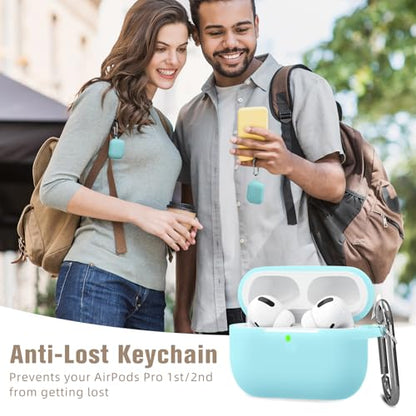 Hamile Compatible with AirPods Pro Case Protective Silicone Airpod Case Shockproof Cover Skin for Apple Airpod Pro 1st/2nd Case 2019 2022 Case, with Keychain, Night Glow Blue - color: 3-Nightglow Blue