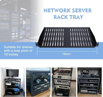 2PCS 1U Server Rack Shelf, Suitable for 19" Network Equipment Racks and Cabinets, Ventilated Cantilever Tray, Depth of 10 inches, Well-Ventilated (10") - size: 10"