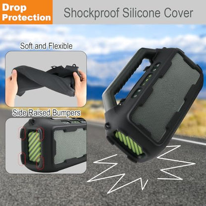 Silicone Cover for Soundcore Boom 2 Outdoor Speaker(Black) | Travel Silicone Sleeve Case Shockproof Protective Cover Soft Skin with Shoulder Strap