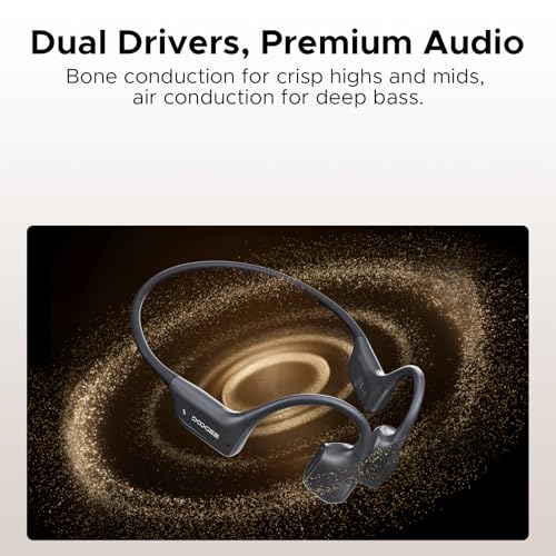 Bone Air Swim Bone Conduction Headphones Open Ear Wireless Waterproof Headphones 64GB IP68 Dual Conduction Headphones 8H Playtime Open Ear Sports Headphones for Cycling Swiming - DGray - color: DGray