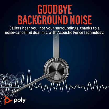 Poly Voyager 4320 UC Wireless Headset (Plantronics) - Stereo Headphones w/Noise-Canceling Boom Mic - Connect PC/Mac/Mobile via Bluetooth - Works w/Teams, Zoom, & More - Amazon Exclusive - style: 2023 Version (USB-C & USB-A)