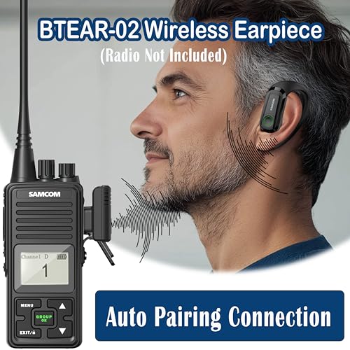 SAMCOM BTEAR-02 Wireless Earpiece with Mic for FPCN10A/FPCN30A Radio, 1 Set
