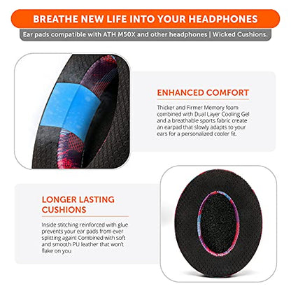 WC Freeze - Cooling Gel Earpads for ATH M50X / SteelSeries Arctis/HyperX | Made by Wicked Cushions | Fits SteelSeries Arctis/ATH M50X, Turtle Beach Stealth & More. Cool for Longer | Purple Speed Racer - color: Purple Speed Racer