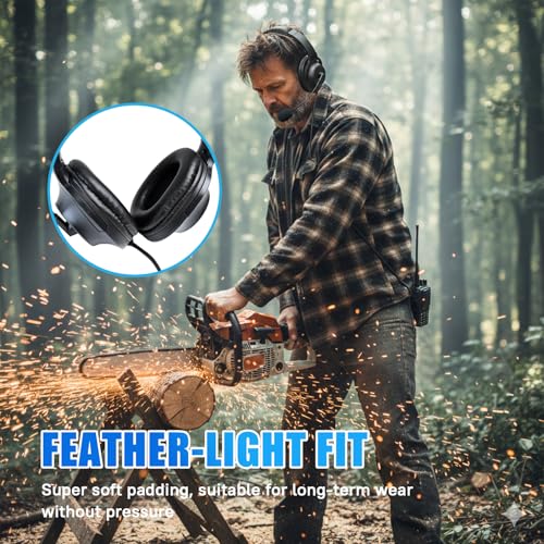 Overhead Walkie Talkie Headset with Boom Mic Noise Reduction 2 Pin Ear Piece Over-the-Ear Noise Cancelling Two Way Radio Over Ear Earmuffs Ear Muffs for Kenwood Retivis Baofeng