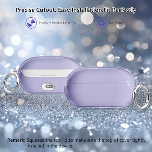 Aircawin for Beats Solo Buds Case Clear,TPU for Beats Solo Buds Cover 2024 | Shockproof Full Protective Soft Transparent TPU Cover for Beats Solo Earbuds with Keychain and Cleaning Pen-Violet - color: Light Purple