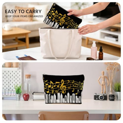 JIUWEIHU Piano Keys Makeup Bag, Musical Cosmetic Bags Travel Organizer Bag | Zipper Pouch, Christmas Birthday Gifts for Pianist Music Lover Women Friend Colleague Sister Musicians - color: Multicolor 0064