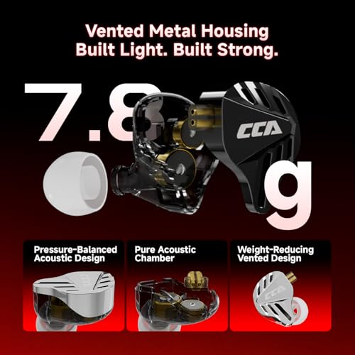 CCA Falcon 2 DD in Ear Monitor, Immersive Stereo Gaming Earbuds, HiFi Noise Isolating in Ear Headphones, Crystal Clear & Deep Bass IEMs for Gamers Singers Musicians Audio Engineers - color: Black