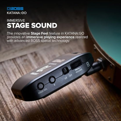 BOSS KATANA:GO | Personal Headphone Amplifier for Guitar & Bass | Ready-To-Play Sounds from Stage-Class Katana Amps | Advanced Spatial Technology | Edit Tones & Stream Backing Music via Bluetooth | Ready-To-Play Sounds from Stage-Class Katana Amps, Advanc
