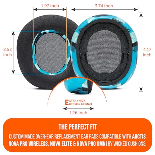 WC Freeze Nova Pro Wireless - Earpads for Arctis Nova Pro Wireless & More | Made by Wicked Cushions | Also fits SteelSeries Nova Elite & Nova Pro Omni(Doesn't Fit Other Models) | Cyan Prism - color: Cyan Prism