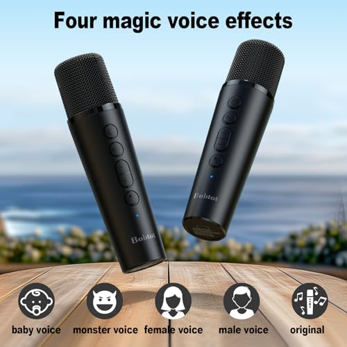 Bobtot Portable Speaker Outdoor Speaker | 2 Wireless Microphones Outdoor Speaker IPX5 Waterproof Speaker with Handle Stereo Loud Sound, Home & Outdoor Party