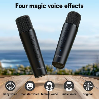 Bobtot Portable Speaker Outdoor Speaker | 2 Wireless Microphones Outdoor Speaker IPX5 Waterproof Speaker with Handle Stereo Loud Sound, Home & Outdoor Party