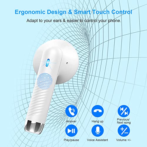 Wireless Earbuds, Bluetooth 5.4 Headphones in Ear with 4 Noise Cancelling Mic, Earbuds Stereo Bass, IP7 Waterproof Sports Wireless Earphones, 32H Playtime USB C Charging Buds White for Android iOS - color: White