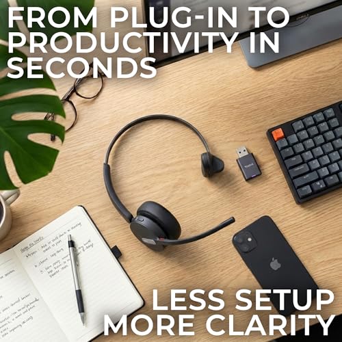 Yealink WH64 Wireless DECT Headset & Bluetooth MS Mono, Teams & Zoom Compatible, Acoustic Shield 2.0, 3-Mic Noise Cancellation, All-Day Comfort, Plug & Play for PC, Phone & UC Platforms, Long Battery - style: WH64 Mono-MS