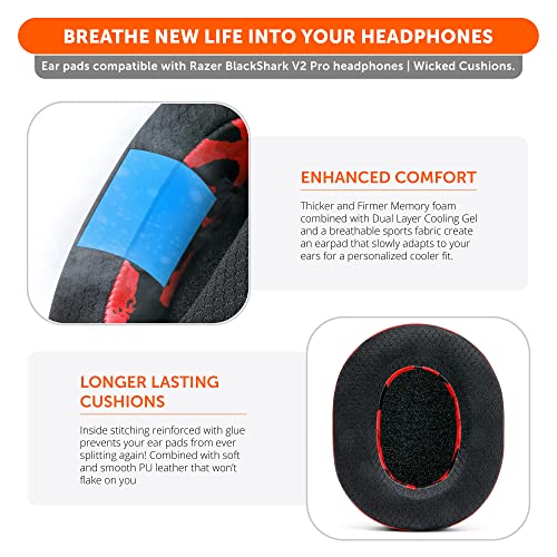 WC Freeze Blackshark V2 Pro - Gel Earpads for Blackshark V2 (2020-2022) - color: Red Camo