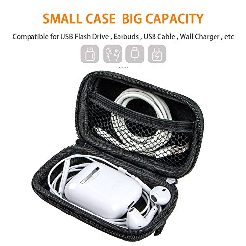 Small Hard EVA Case, Portable Earbud Zipper Pouch with Mesh Pocket,Black | Universal Carrying Bag for Headset, Earphone, Flash Drive, Charging Cable, Key, Durable Exterior - color: Black