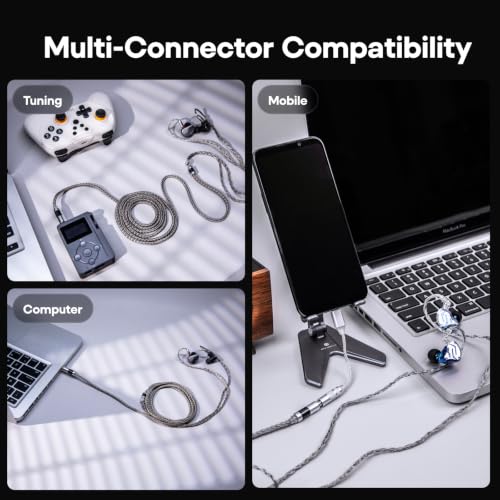 Linsoul Tripowin Zonie 16 Core Silver Plated IEM Cable, 2m Length | Extended Earbud Cord, HiFi Wired Earbuds Earphone Cable, in Ear Monitor Wire for Audiophile Musician, Recessed 2Pin - style: Recessed 2Pin