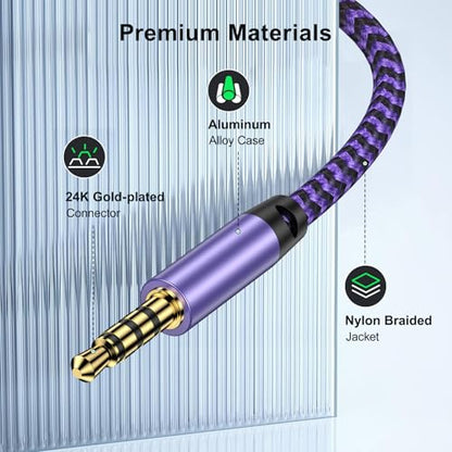 3.5mm Audio Splitter, Male to Female Headphone & Microphone Jack Adapter | 3.5mm Hi-Fi Stereo Aux Extension Cable for Earphones Compatible with PS4 PS5 Xbox Switch PC Gaming Headsets Phone Tablet - color: purple