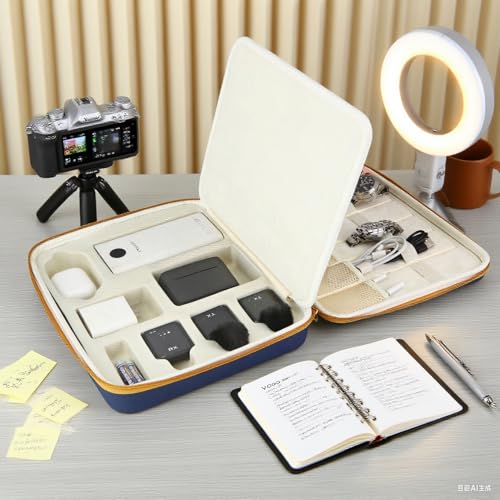 Essential Electronics Travel Organizer Case, Tech Accessories Travel Pouch for Power Bank, Chargers, Tablet, SD card, Cables, Wireless go II mic, DJI Mic, Mouse, Glasses, Watch, Earrings, Documents