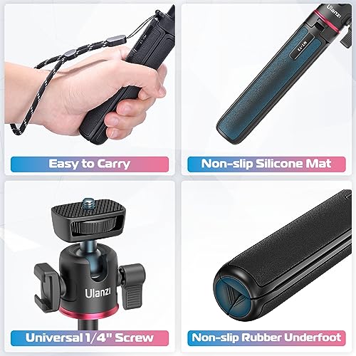 ULANZI MT-73 Extension Pole Tripod, Mini Selfie Stick Tripod Stand Handle Grip for Webcam Canon G7X Mark III Sony ZV-1 RX100 VII A6400 A6600 Cameras Vlogging | with Cold Shoe, Selfie Stick Tripod Handle Grip for iPhone/Android Sony/Canon/Nikon/Fujifilm Vi