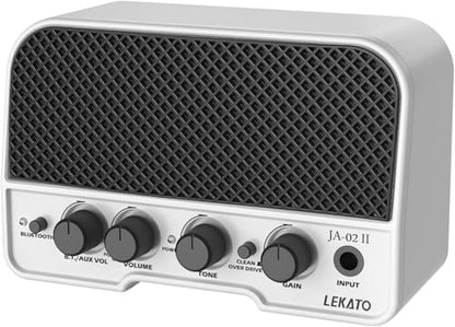 LEKATO Mini Guitar Amp Rechargeable Electric Guitar Amplifer 5W, Clean/Overdrive Channels,Portable Small Amp for Guitarist Practice,White - color: White