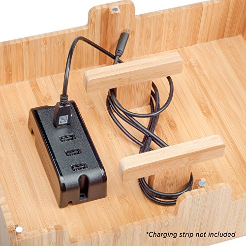 MobileVision Bamboo 10-Port Charging Station & Compatible Adapter for Apple Watch Combo for use with Watch, Smartphones & Tablets - color: Stand + Apple Watch Adapter
