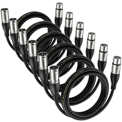 EBXYA XLR Cable 3ft 6 Packs Microphone Cable with 3-Pin XLR Male to Female | Balanced, Professional Shielded, for Mic, Mixer, Speaker Systems, Radio Station and Podcast, Black - color: Black, size: 3 Feet-6 Pack