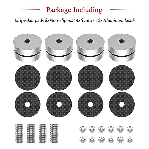 Audiocrast 4X HiFi Speaker Spike Pad Isolation Feet Stand Feet 40X23MM Shock Absorber with Stainless Steel Ball for Audio Speaker Subwoofer CD DVD Amplifier Turntable DAC