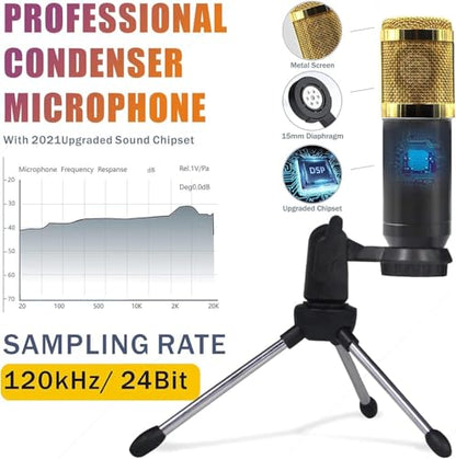 F998 Podcast Equipment Bundle, SINWE Condenser Microphone with Audio Mixer | BM-800 Mic with Tripod Stand and Live sound card for Studio Recording,Streaming, Singing, YouTube & Gaming