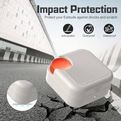 for CMF Buds/CMF Buds 2a Case with Cleaner Kit, Anti-Scratch Shockproof Silicone Protective Case with Lanyard Accessories,Front LED Visible(Off-White) - color: Off-White