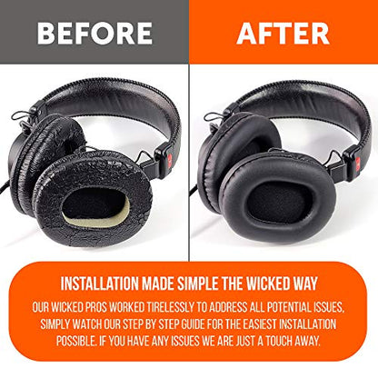WC PadZ MDR7506 - Replacement Ear Pads for Sony MDR 7506 | Made by Wicked Cushions | Also fits V6 & CD900ST. Softer Leather, Luxurious Memory Foam | Airweave Fabric Black