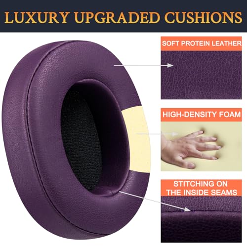 SOULWIT Replacement Earpads for Skullcandy Hesh 3/ANC/Evo & Crusher Wireless/540/ANC/Evo & Venue ANC Over-Ear Headphones, Ear Pads Cushions with Protein Leather, Noise Isolation Foam - Dark Purple - color: Dark Purple