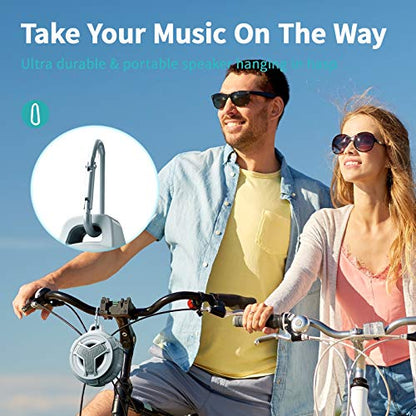 EBODA Waterproof Speaker Bluetooth Shower Portable Birthday Boys Girl Gifts | IPX7 Floating Mini Small Speakers with Loud HD Sound, True Wireless Stereo with LED Light, 24H Play for Bath, Men, Women-Gray - color: Gray