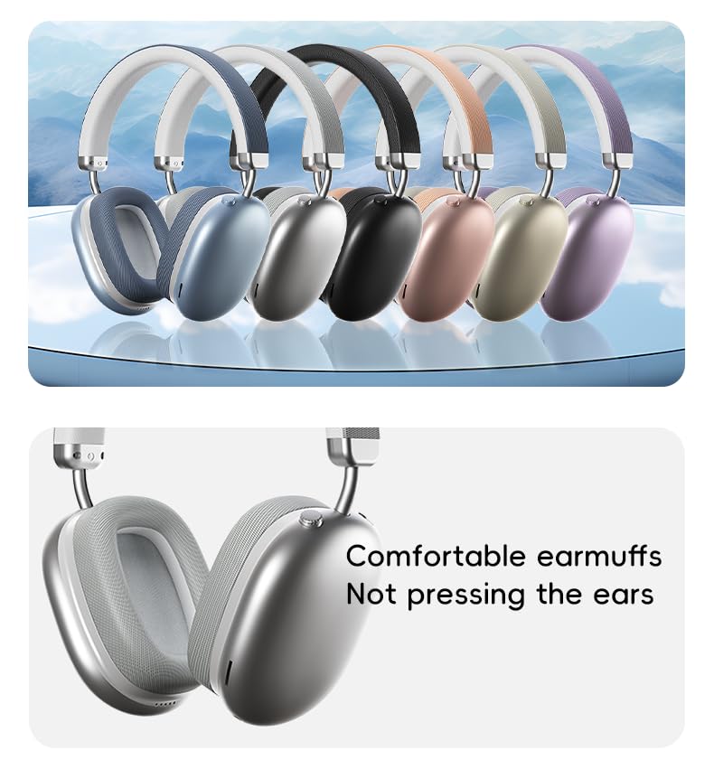 BT1638 Over-Ear Wireless Headphones, Premium Padded Headband, Champagne USB-C Charging, Bluetooth Headphones， Long Endurance Flight of up to 40 Hours，Fashionable and Colorful (Silver) - color: Silver