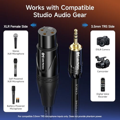 Cable Matters 3.5mm to XLR Cable, Male to Female, 10ft - size: 10 ft
