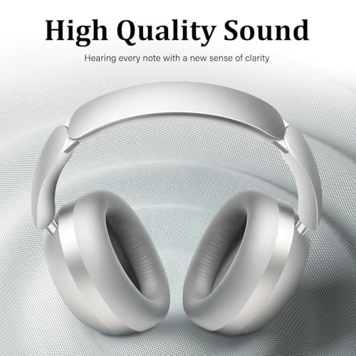 Wentronic Y04 Bluetooth Headphones Active Noise Cancelling Wireless Over Ear Headsets 48 Hours Playtime High Sound Quality Foldable Earphones with Soft Ear Cushion for Travel - Silver - color: Sliver