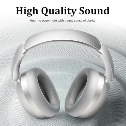 Wentronic Y04 Bluetooth Headphones Active Noise Cancelling Wireless Over Ear Headsets 48 Hours Playtime High Sound Quality Foldable Earphones with Soft Ear Cushion for Travel - Silver - color: Sliver