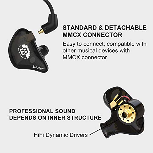 BASN USB/XLR SL2000 Dynamic Microphone and Bsinger 2nd Generation Dual Dynamic Drivers in Ear Monitor Headphones Set for Podcast, Live Streaming, Gaming Recording