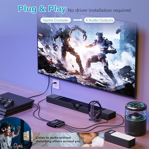 4 Way Digital Optical Audio Splitter 1 In 4 Out Active Toslink SPDIF Fiber Optic With USB Powered, LPCM 2.0, PCM, Dolby, DTS 5.1 for HDTV, Home Theater, Soundbar, Receiver, Amplifier- Unidirectional - style: 1 X 4 Optical Splitter