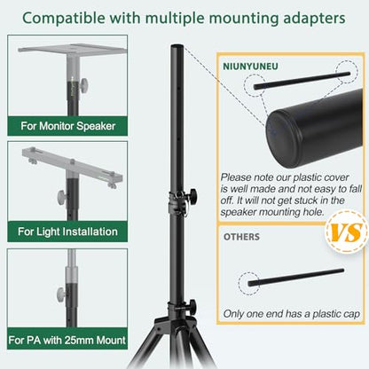 Pair of Speaker Tripod Stands 43.7"-70.8" PA DJ 35mm Mount Insert | Metal, Speaker Stands Pair, Height Adjustable, Floor